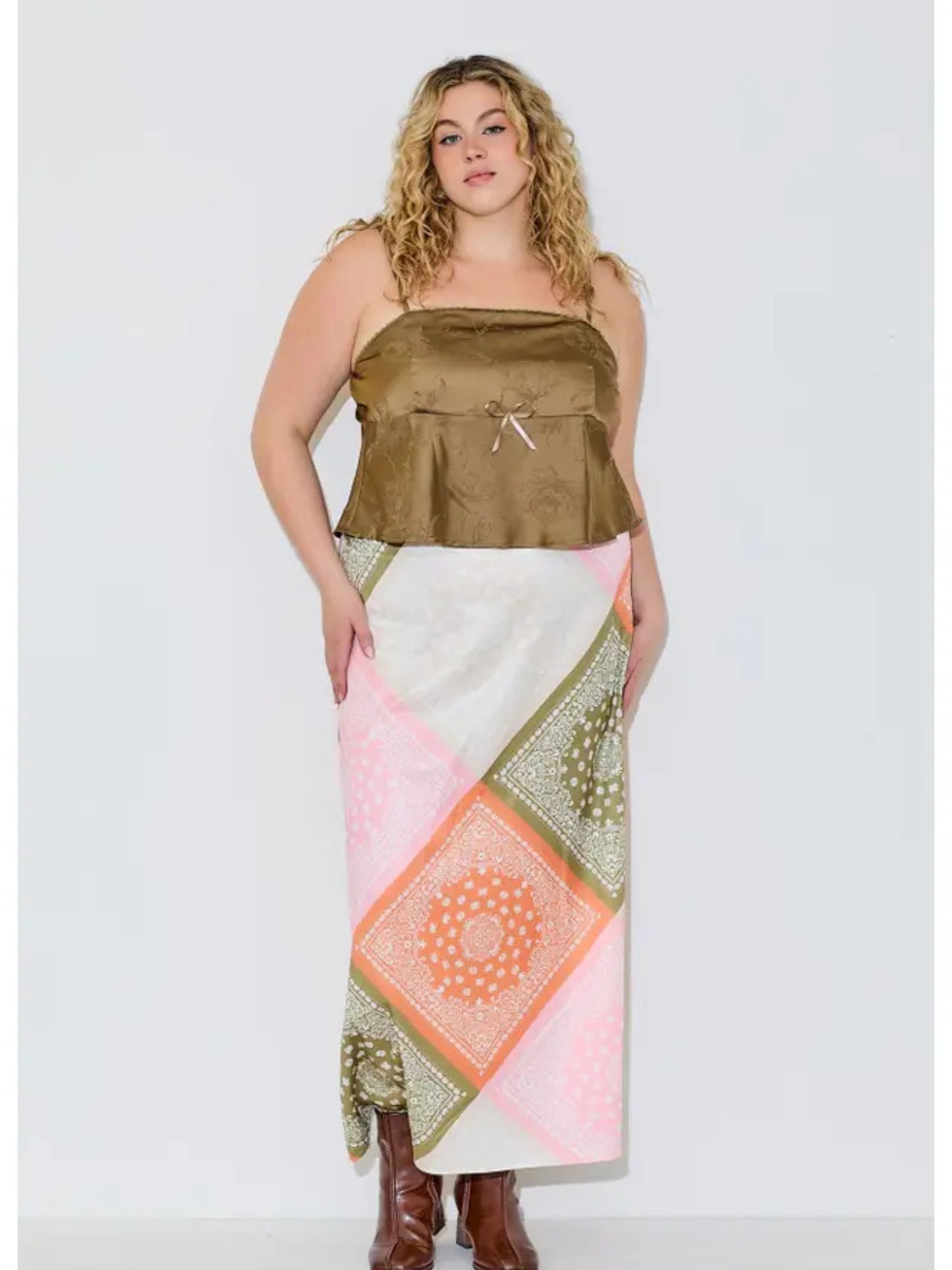 Chelsea Satin Midi Skirt