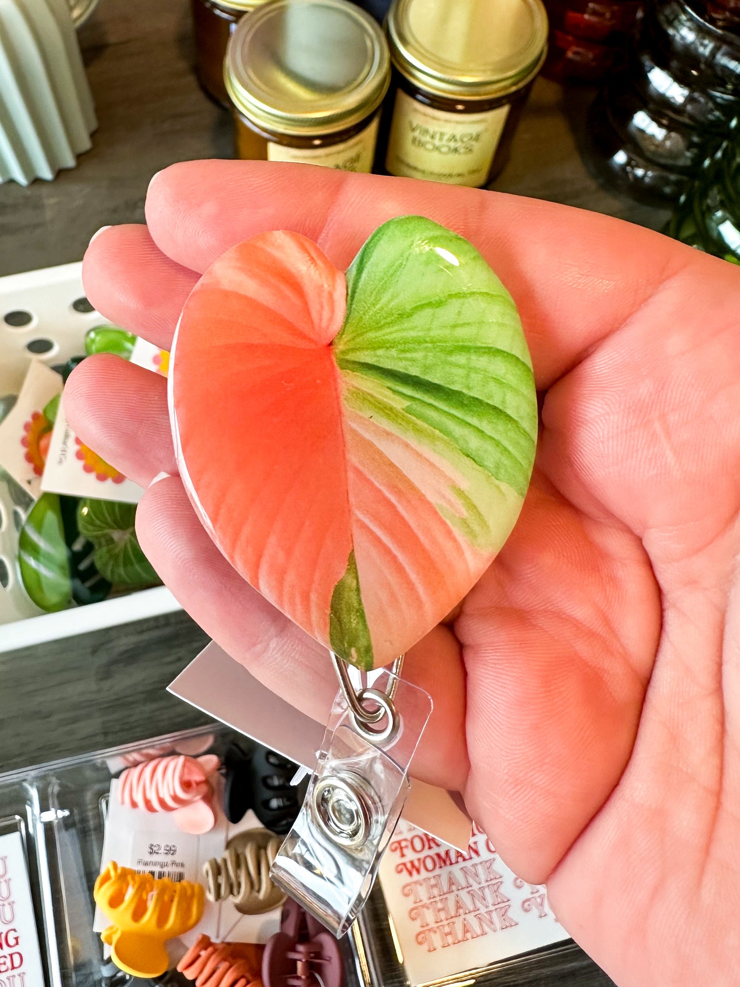 Monstera Leaf Badge Clip