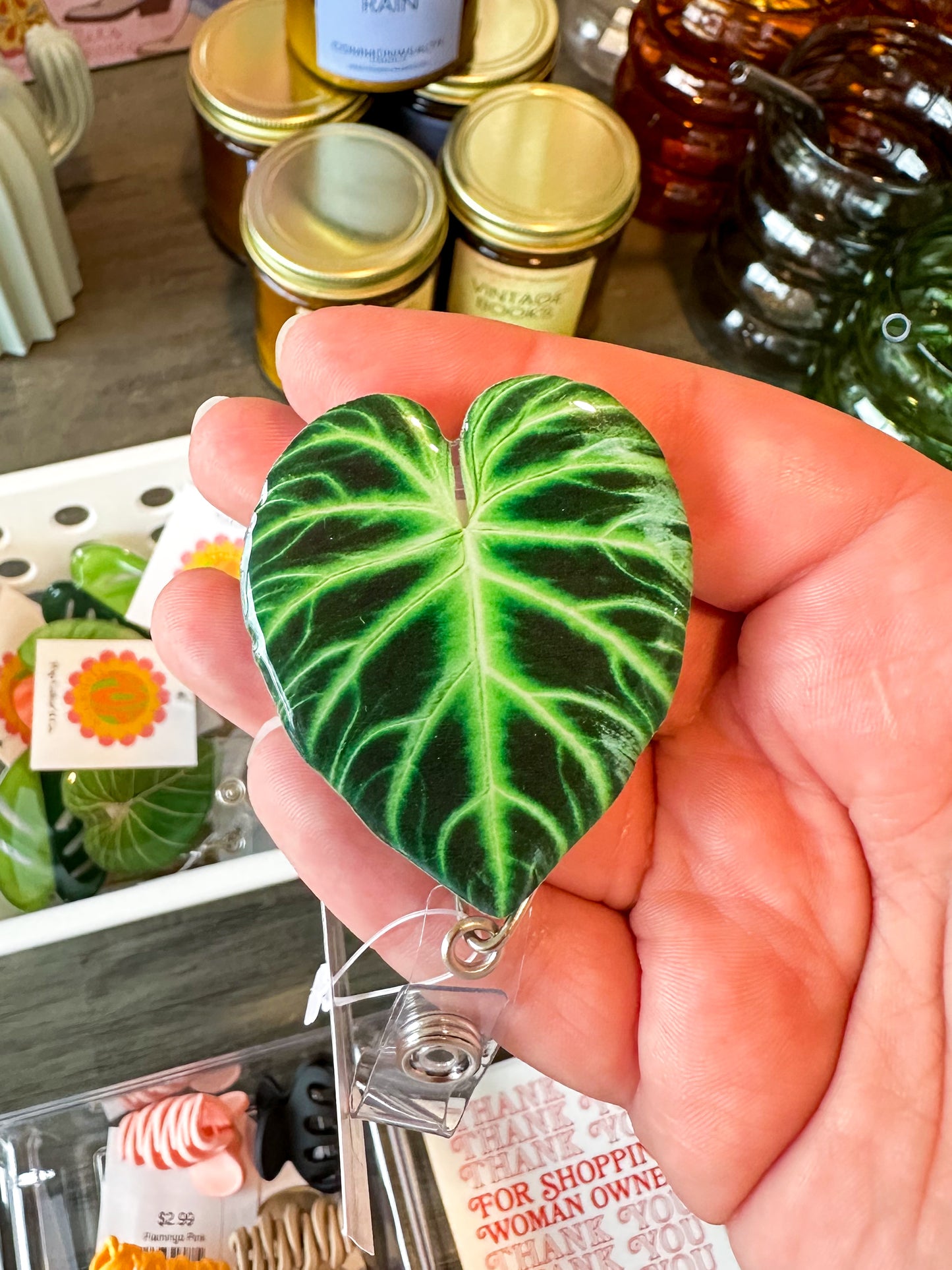 Monstera Leaf Badge Clip