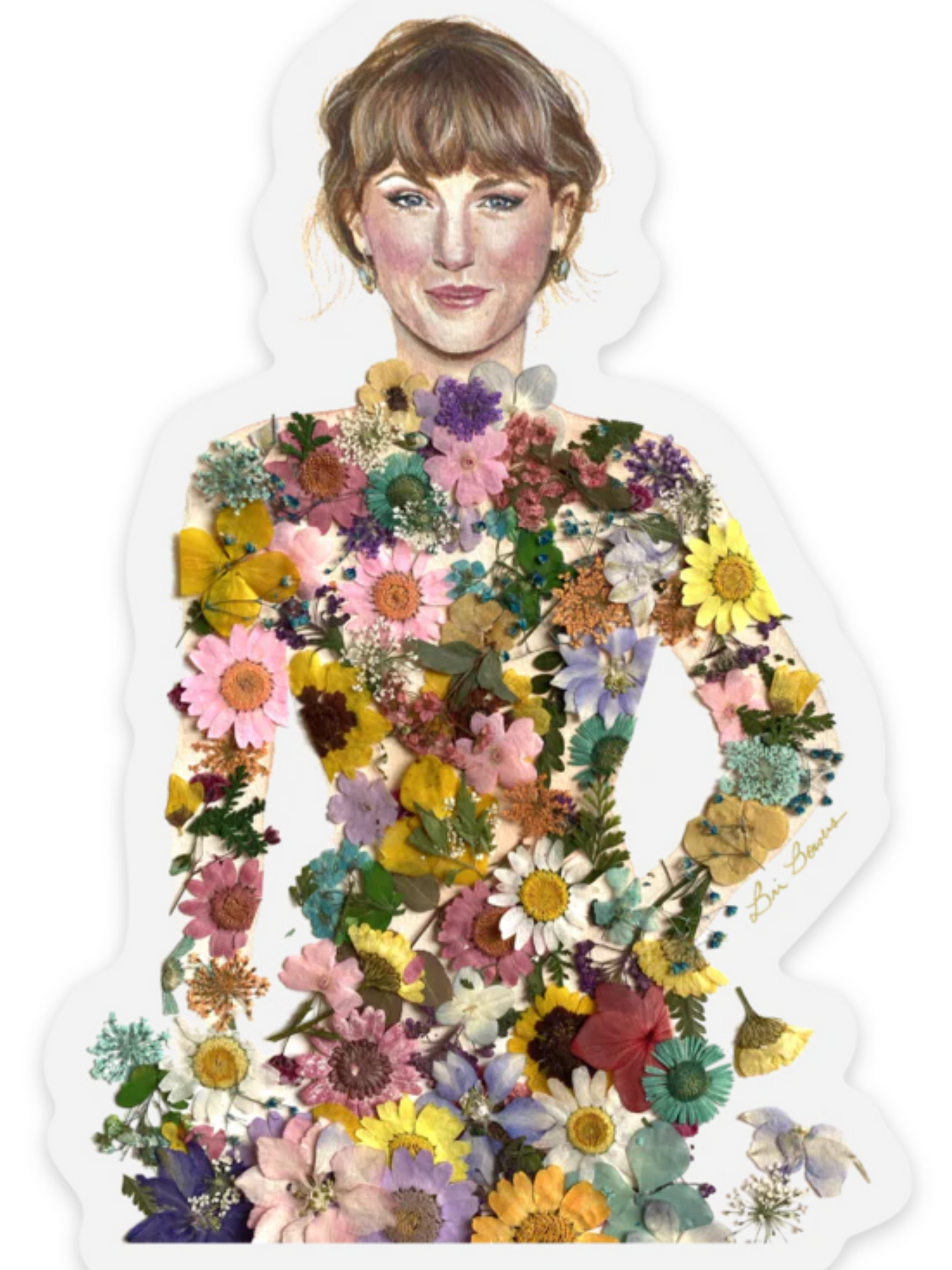 Taylor In Florals Clear Sticker