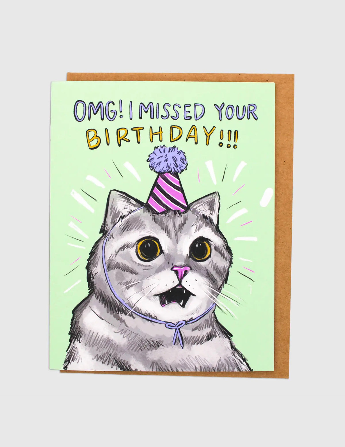 Belated Birthday Cat Card