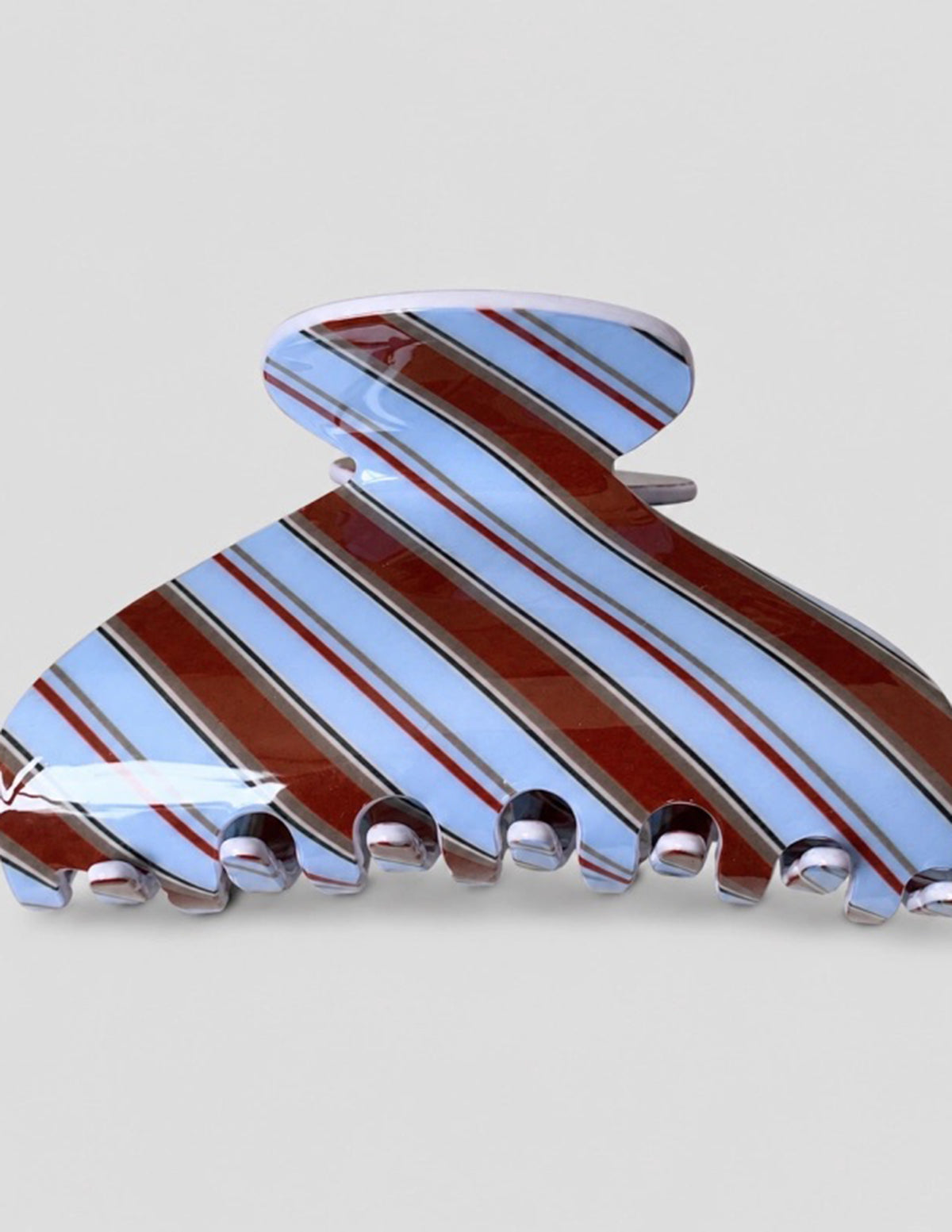 Blue Brown Striped Claw Clip