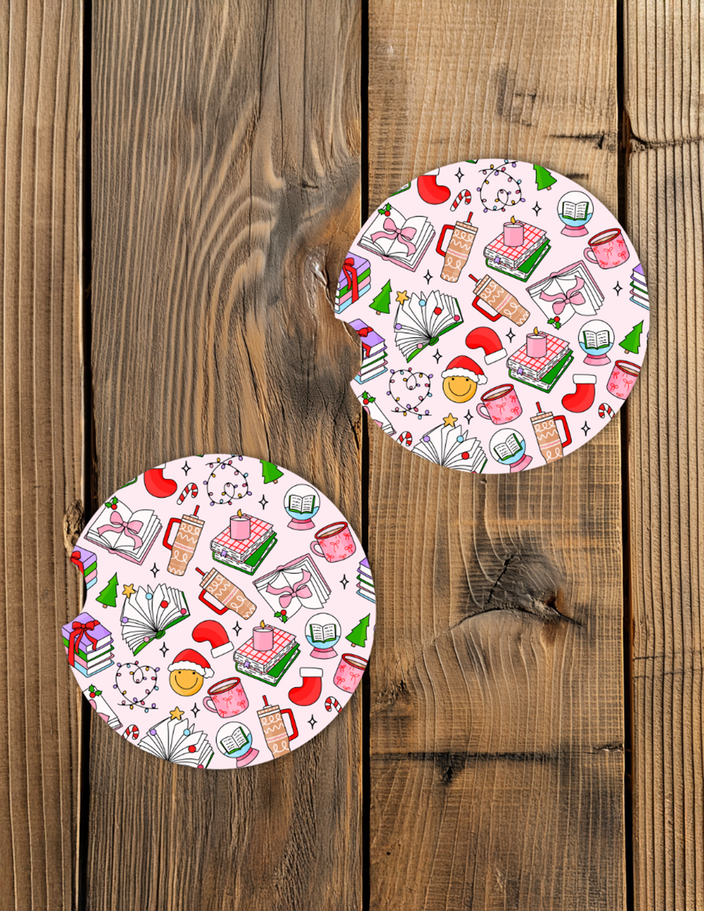 Bookish Christmas Car Coaster Set