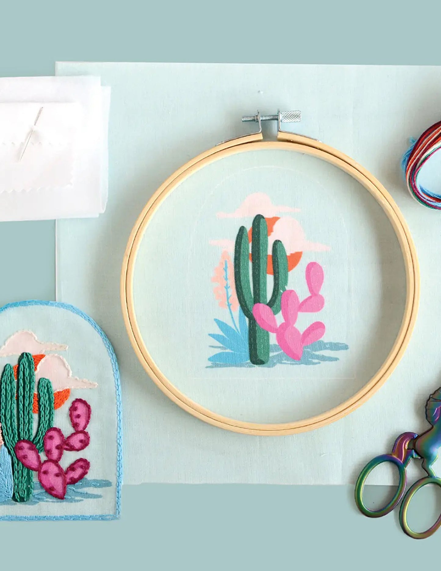 Cactus Embroidery Patch Kit