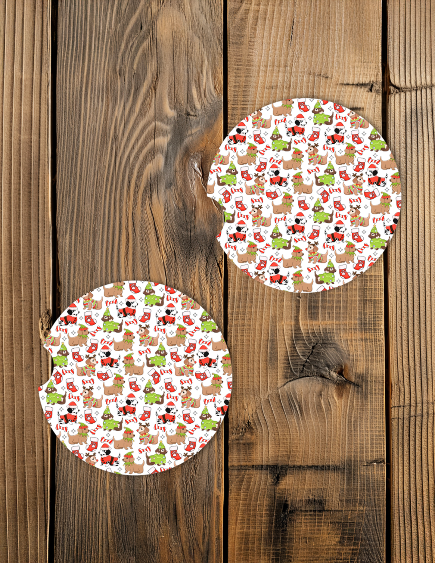 Christmas Dogs Car Coaster Set