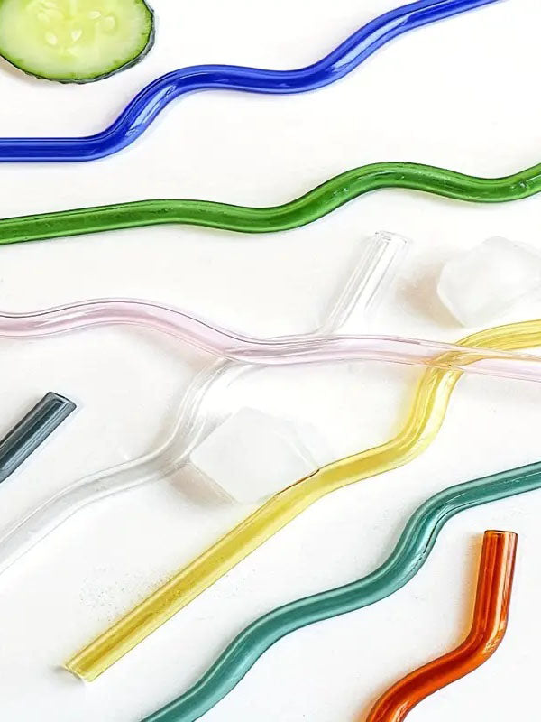 Colorful Squiggle Glass Straw