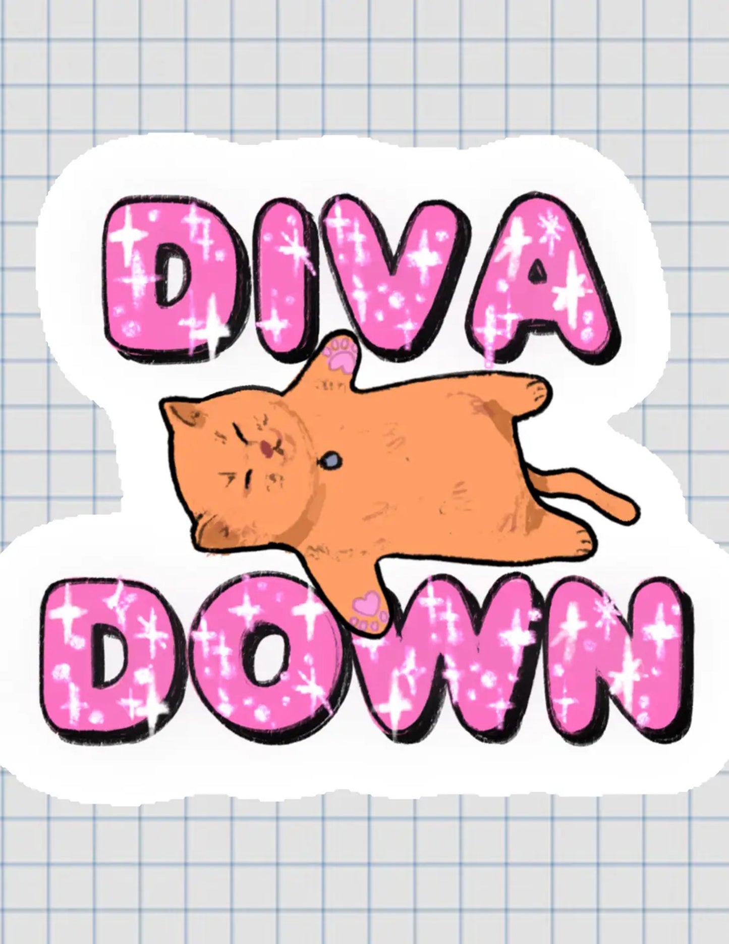 Diva Down Kitty Sticker