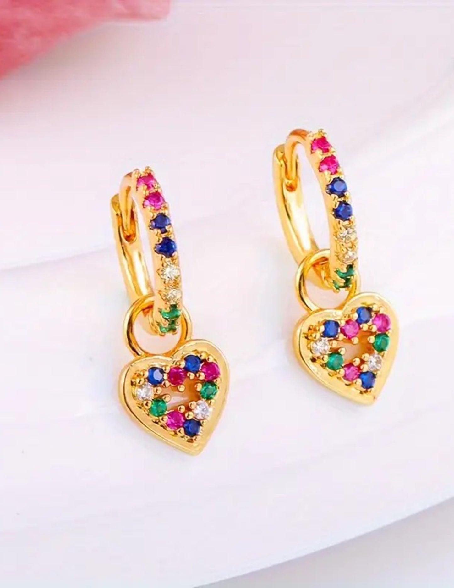 Golden Rainbow Huggie Hoops