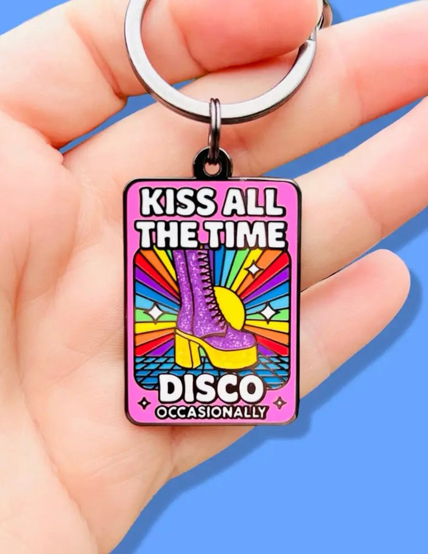 Kiss All The Time Disco Keychain