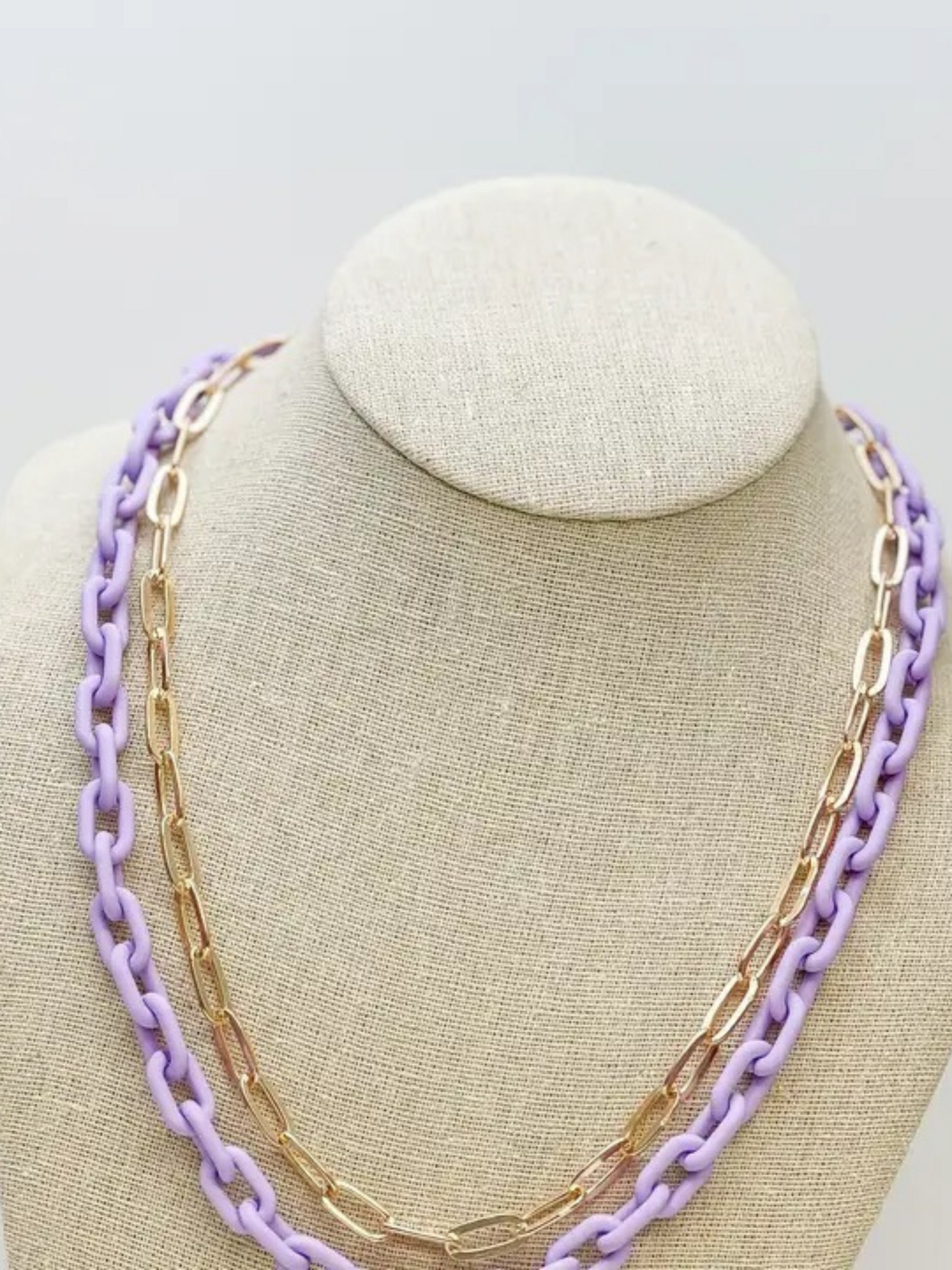 Lavender Double Chain Link Necklace