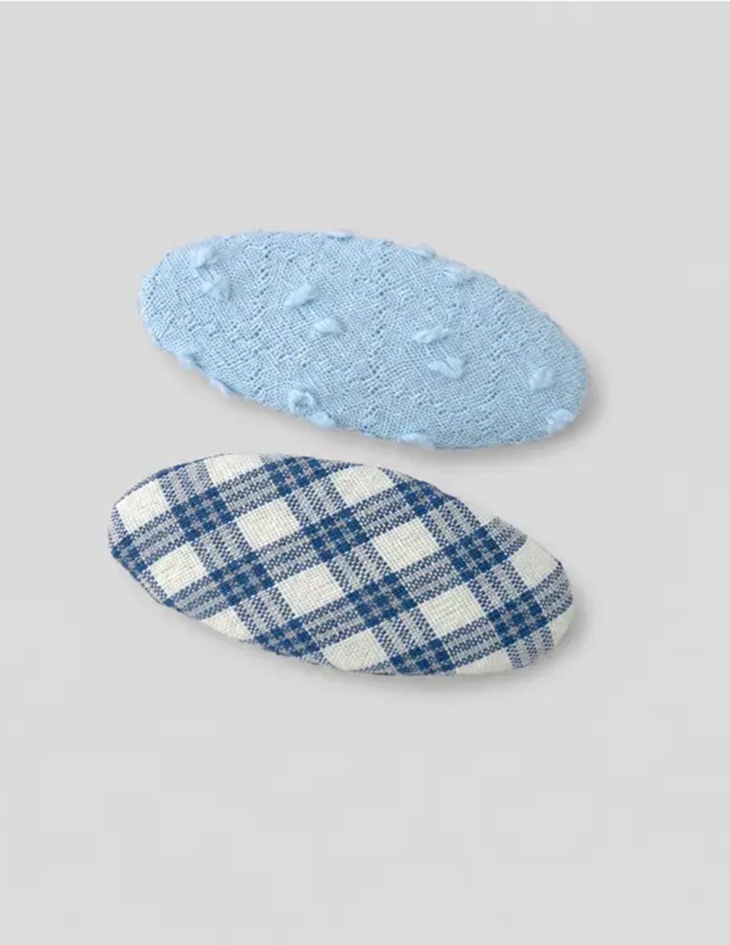 Light Blue Plaid Hair Clip Set