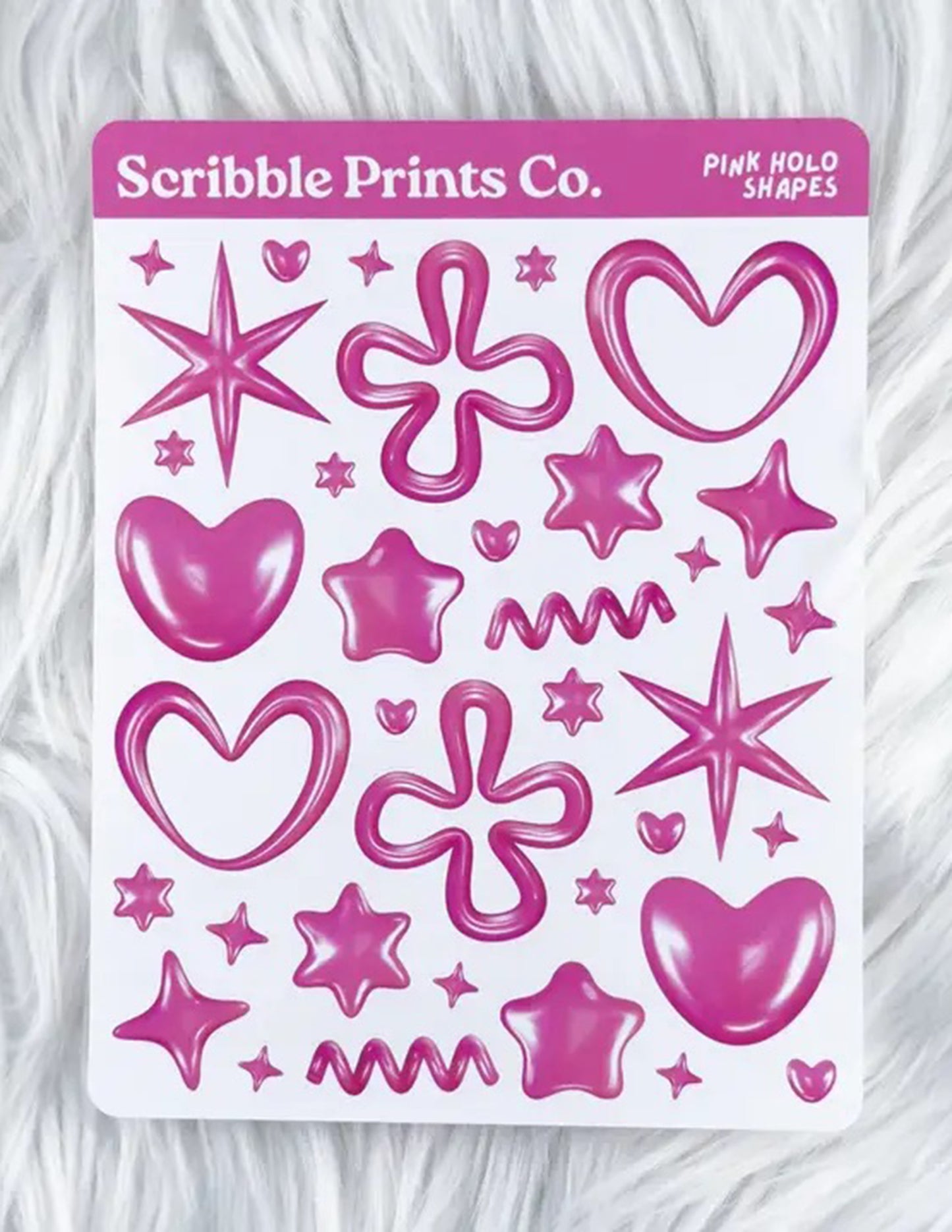 Pink Holo Shapes Sticker Sheet