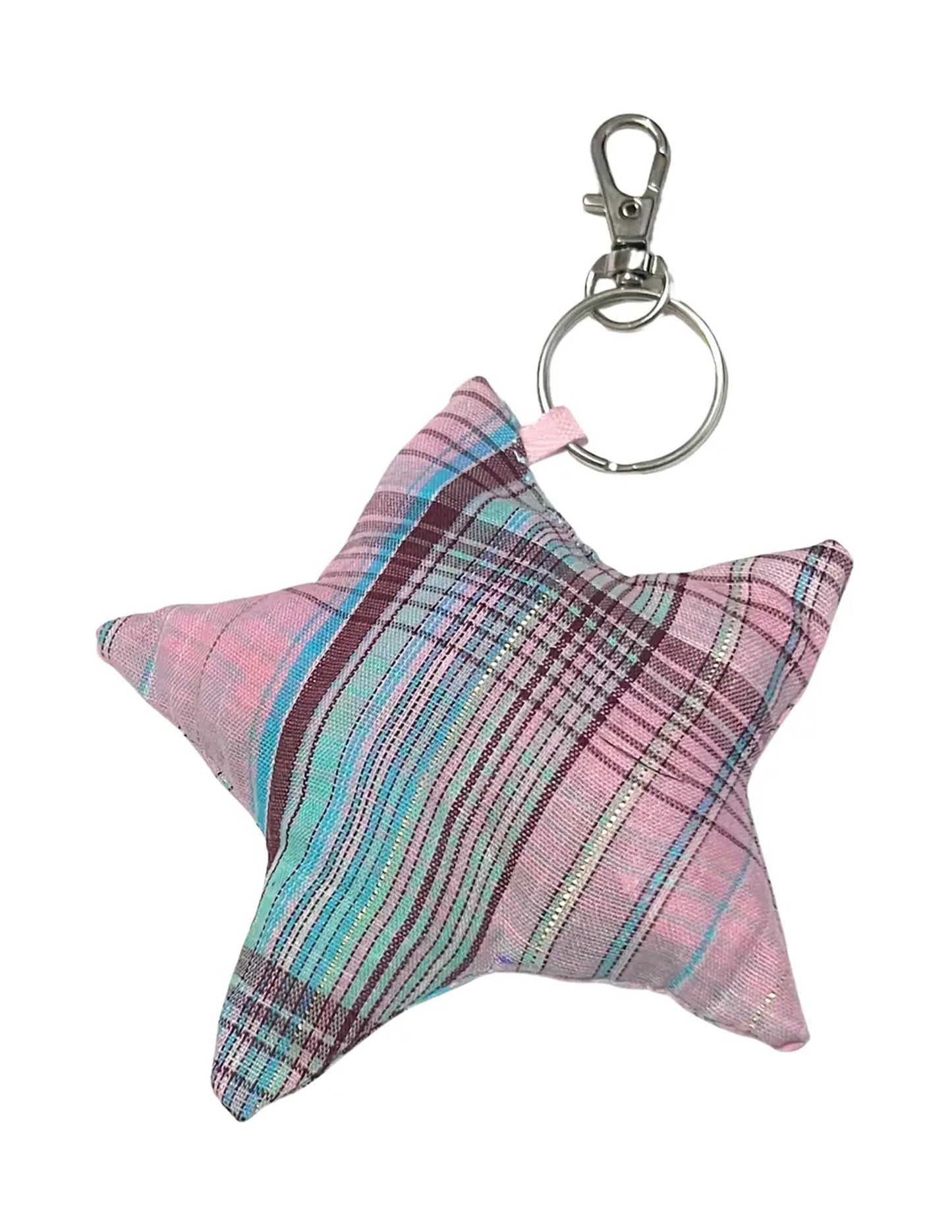 Pink Plaid Bag Charm