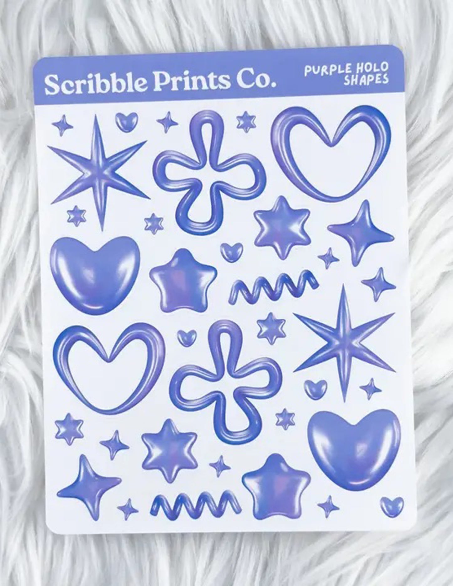 Purple Holo Shapes Sticker Sheet
