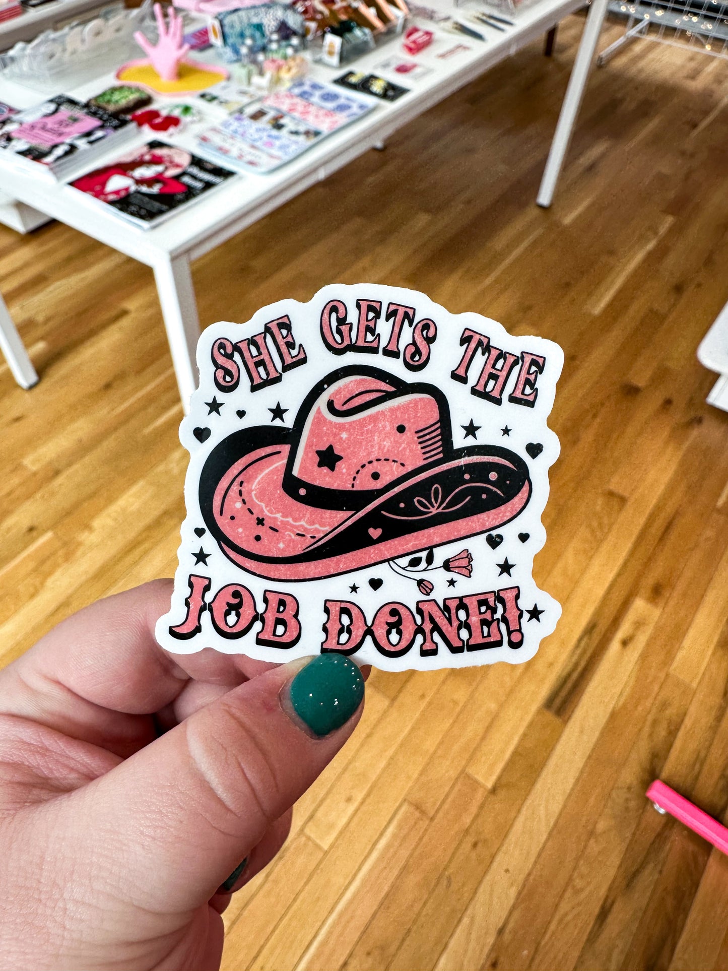She Gets The Job Done Sticker