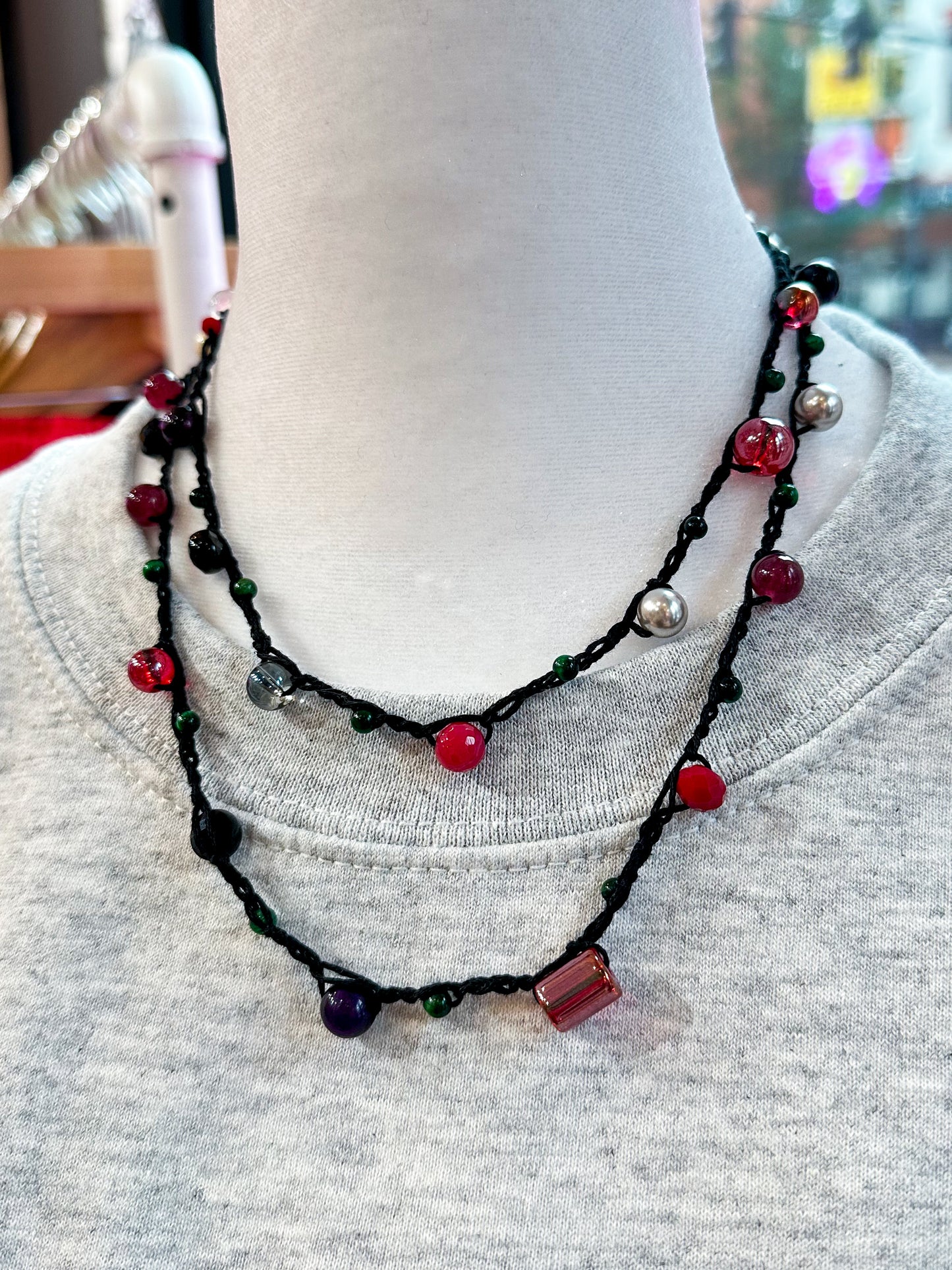 Midnight Romance Beaded Crochet Necklace