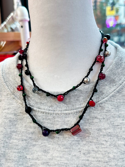 Midnight Romance Beaded Crochet Necklace