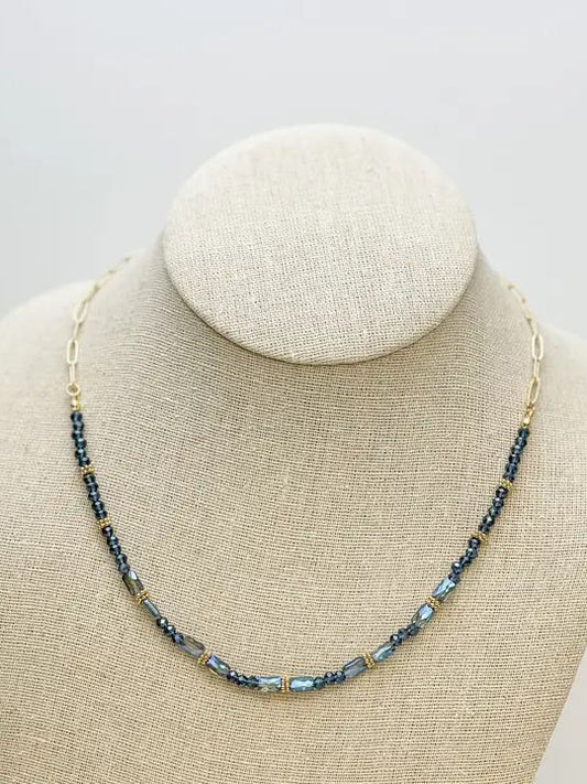 Blue Glass Beaded Necklace