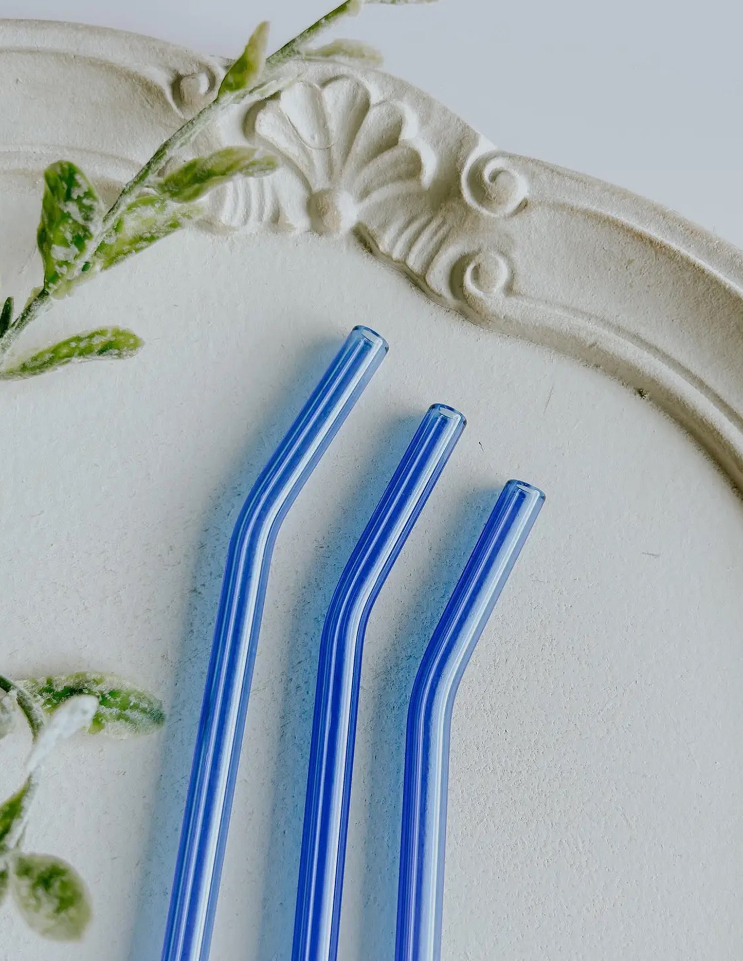 Blue Glass Straw