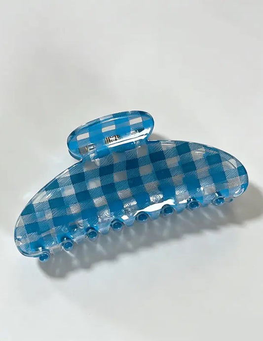 Blue Plaid Claw Clip