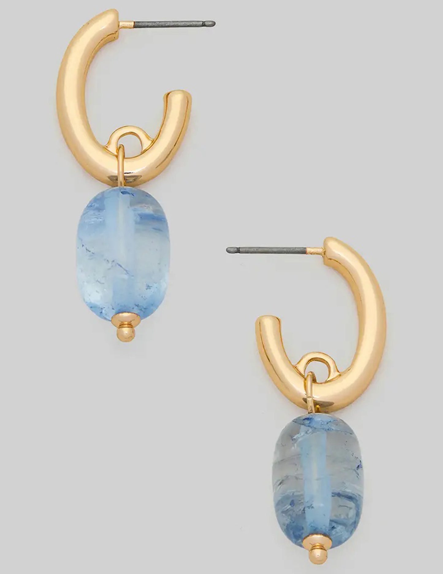 Blue Stone Charm Hoops
