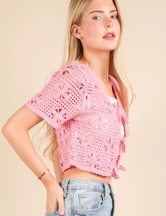Blush Front Tie Crop Top