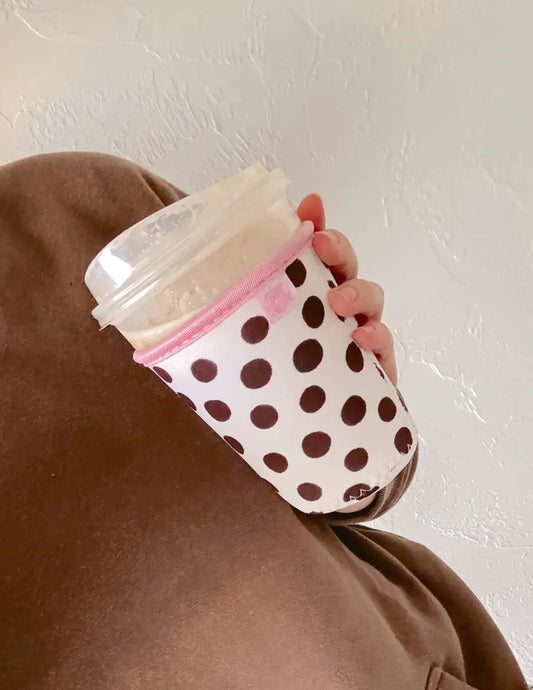 Brown Polka Dots Coffee Coozie