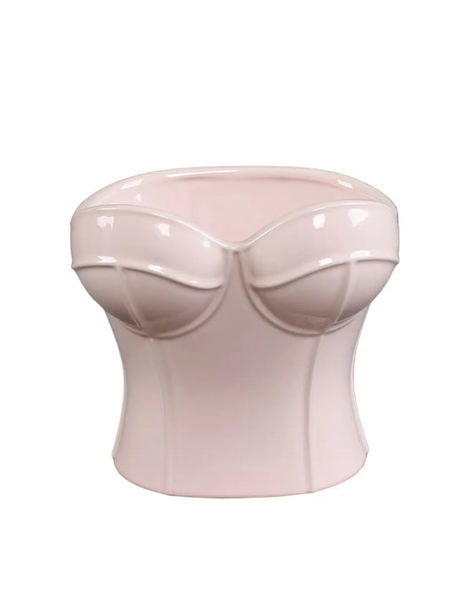 Pink Ceramic Corset Vase