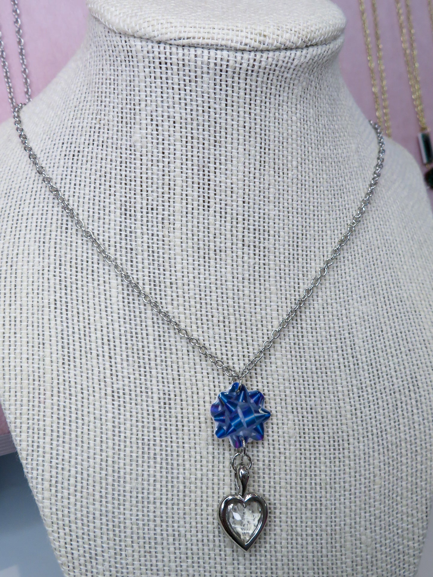 Christmas Bow Pendant Charm Necklace