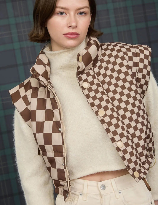 Coco Checkered Puffer Vest