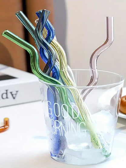 Colorful Squiggle Glass Straw