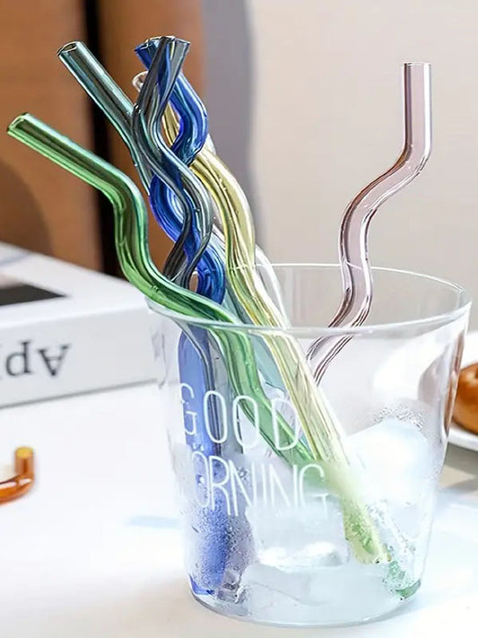 Colorful Squiggle Glass Straw