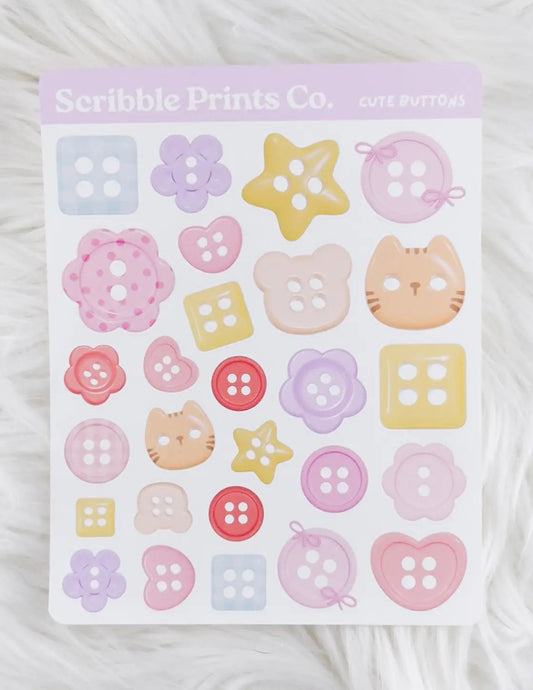 Cute Buttons Sticker Sheet