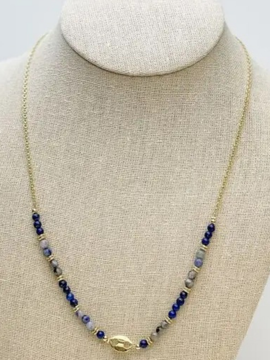 Denim Beaded Necklace