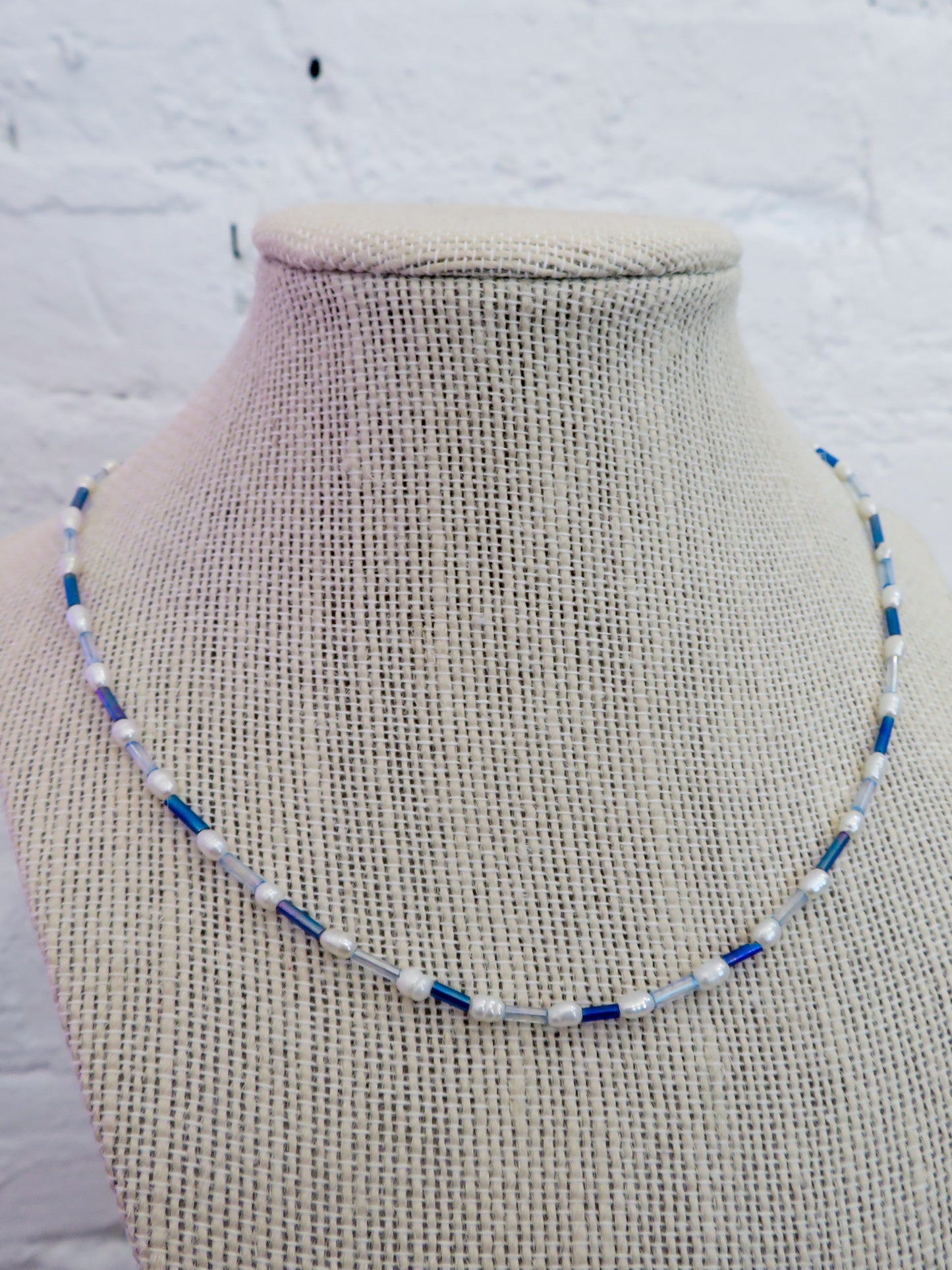 Denim Pearl Necklace