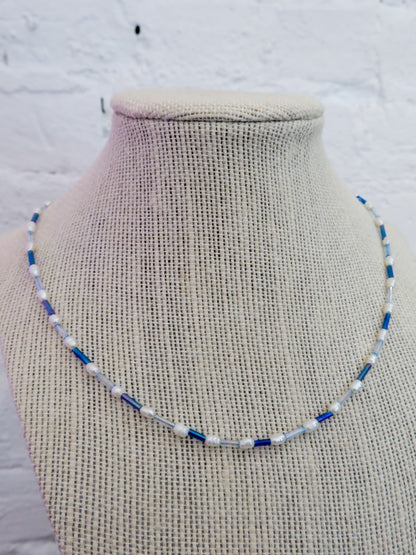 Denim Pearl Necklace