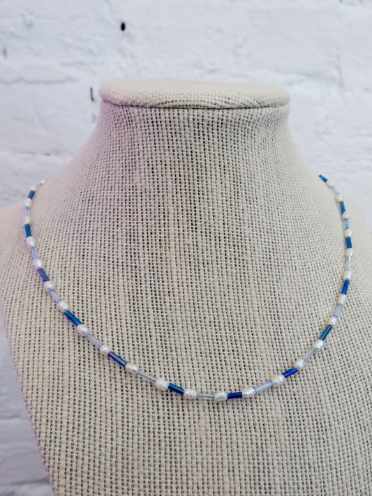 Denim Pearl Necklace