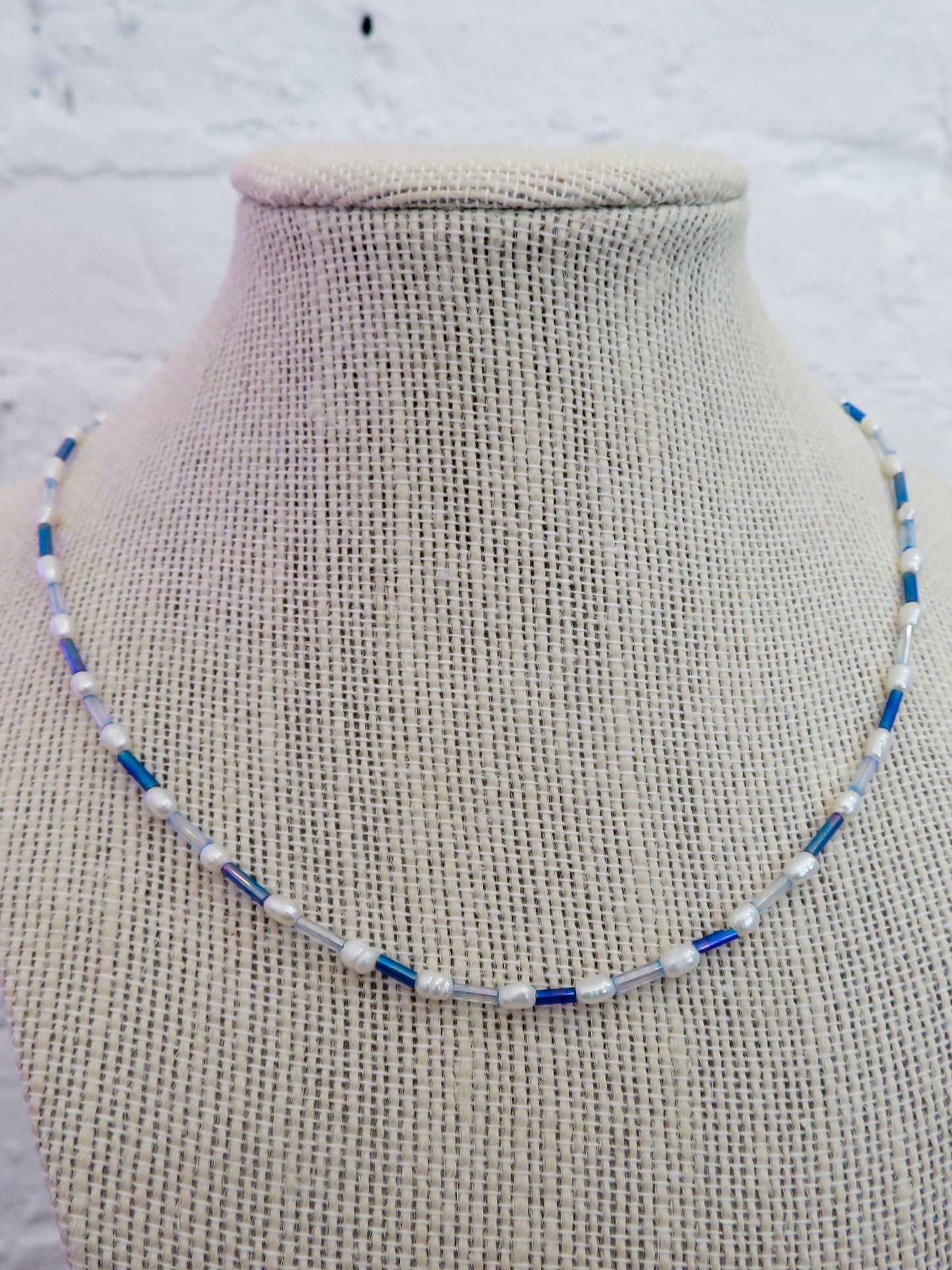 Denim Pearl Necklace