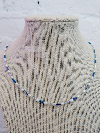 Denim Pearl Necklace