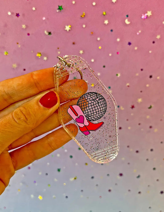 Disco Western Cowgirl Keychain