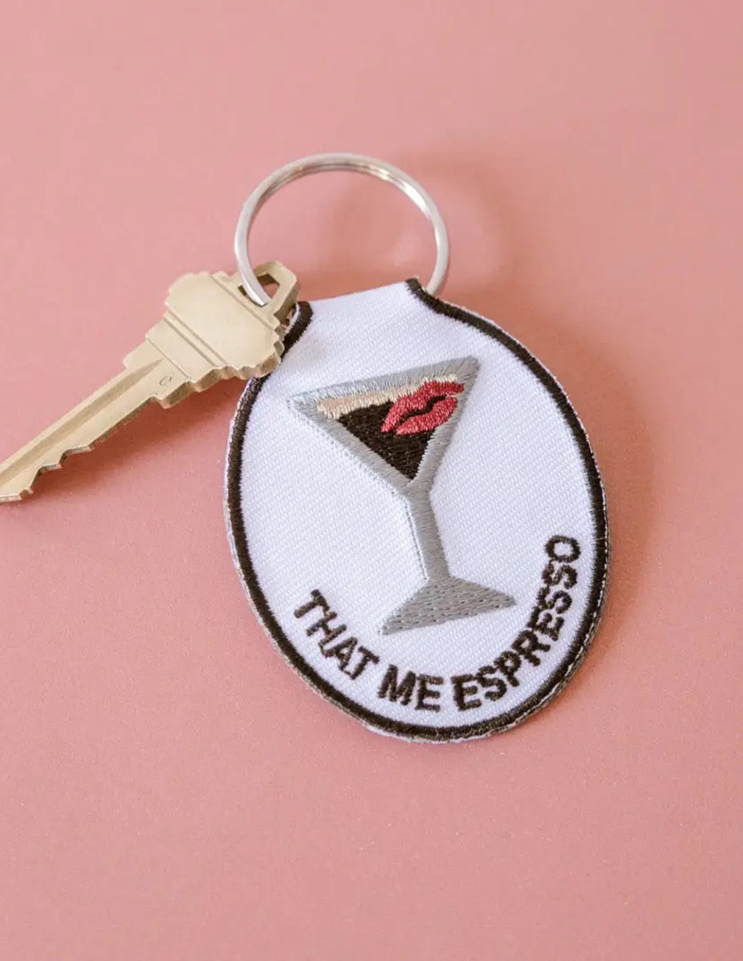 Espresso Embroidered Keychain