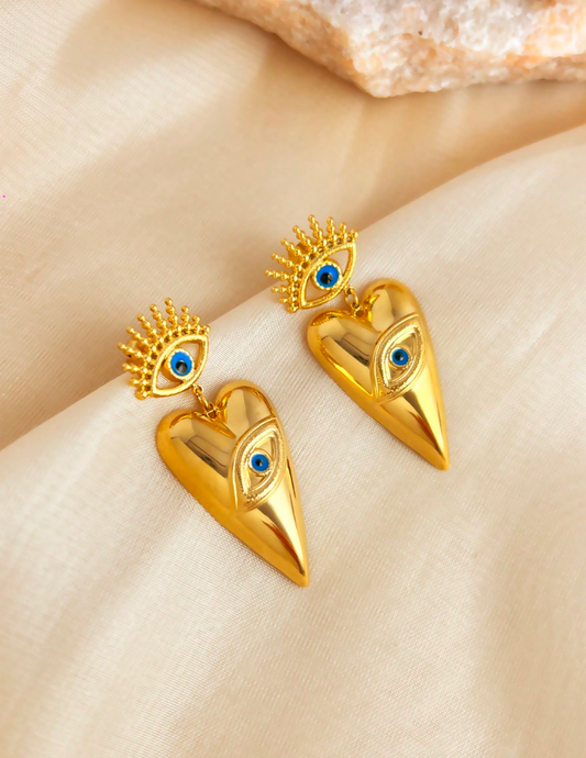 Evil Eye Heart Earrings