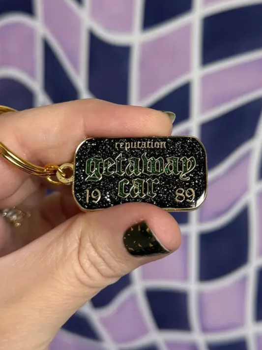 Getaway Car Glitter Enamel Keychain