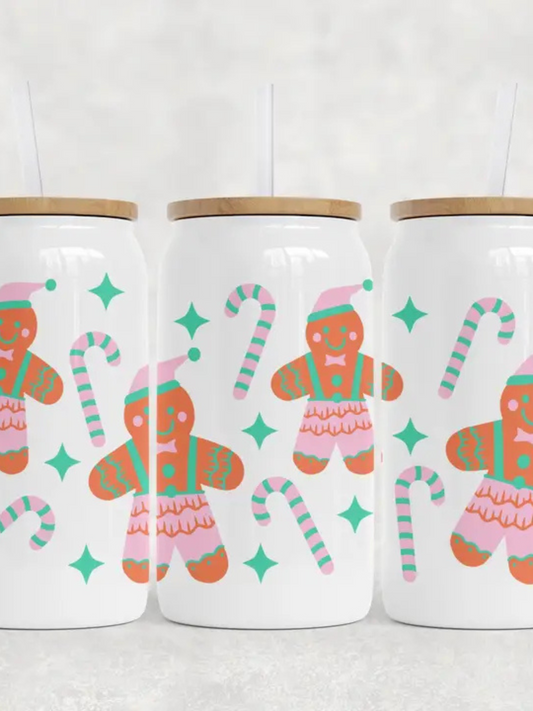 Gingerbread & Candy Canes Glass Tumbler