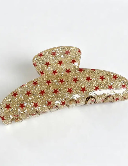 Gold Glitter Star Claw Clip