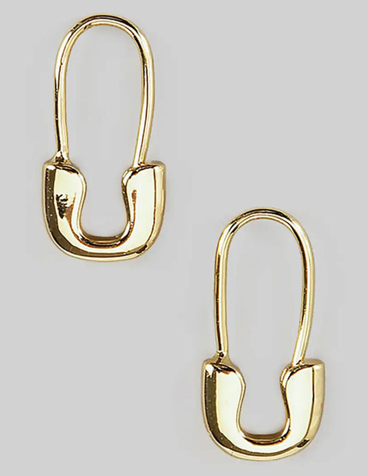 Gold Safety Pin Pull-Through Earrings