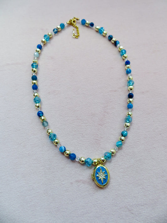 Golden Galaxy Locket Charm Necklace