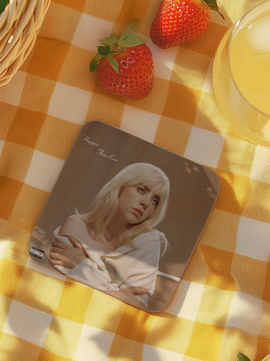 Happier Than Ever Ceramic Coaster