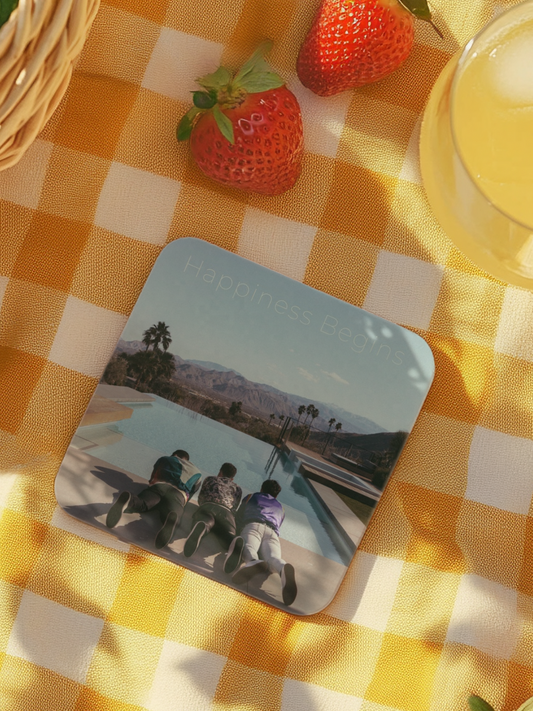 Happiness Begins Ceramic Coaster (MISPRINT)