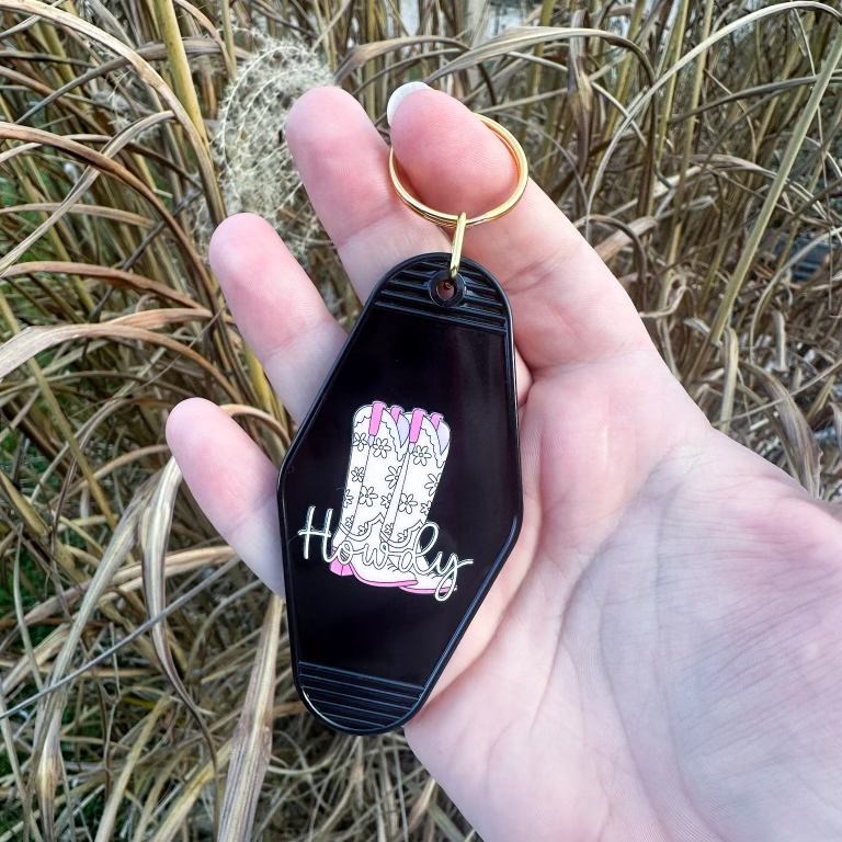 Howdy Cowboy Boots Keychain